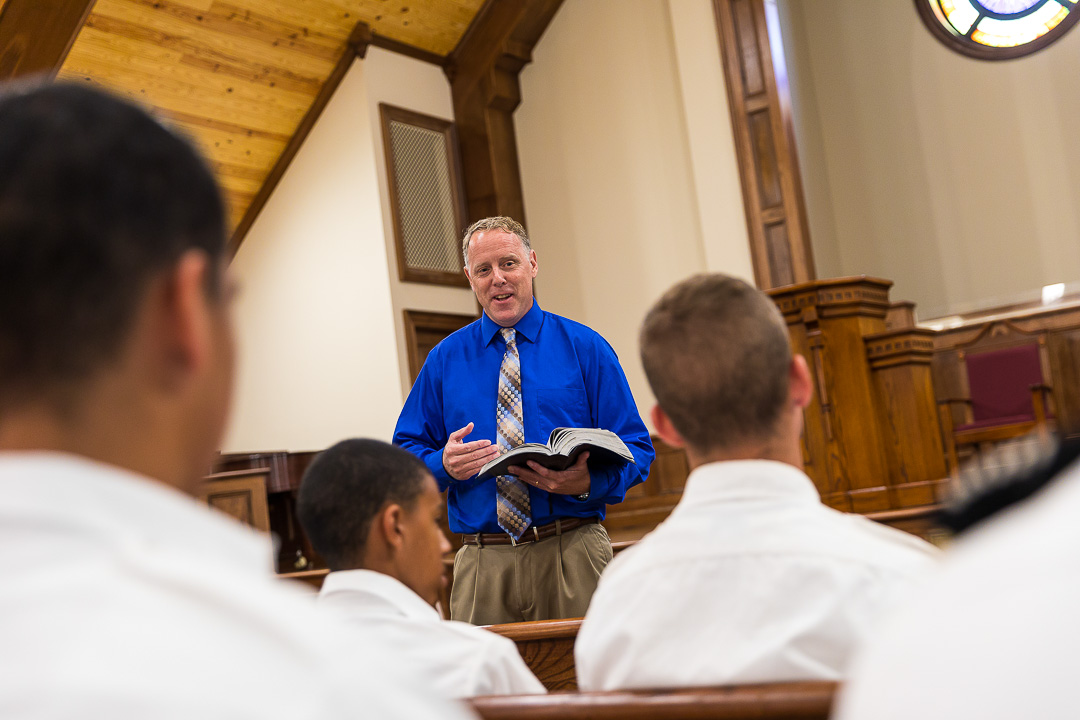 preacher gives daily sermon