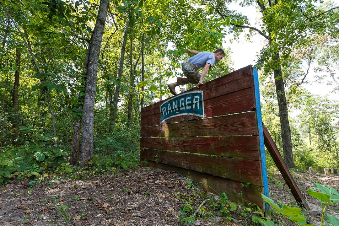 young cadet hopping agility course wall