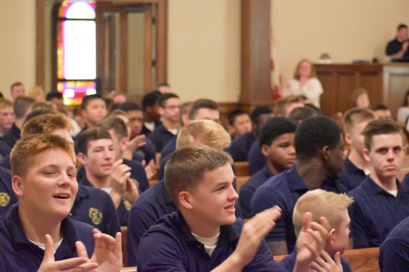 cadets clapping in chapel